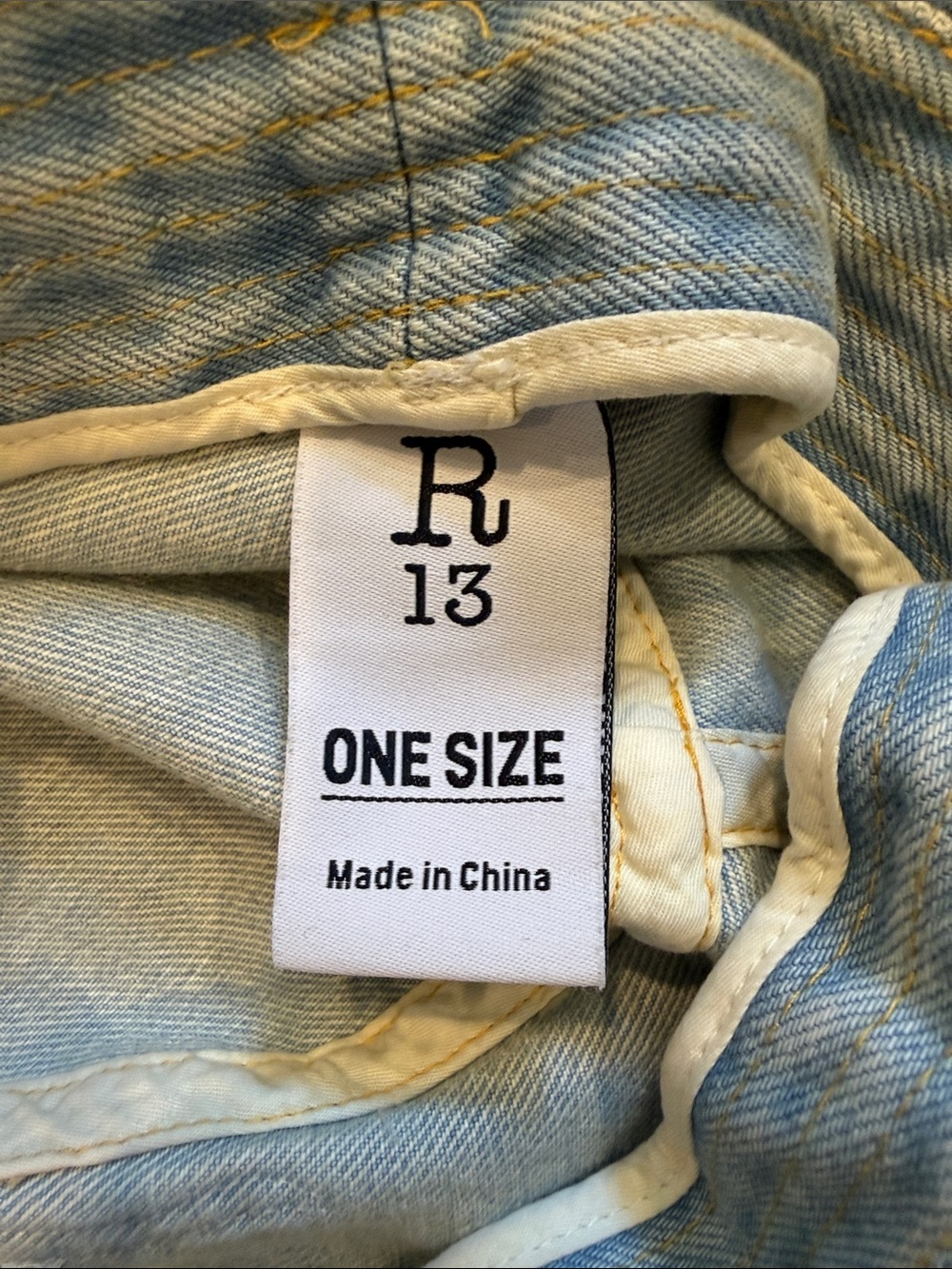 R13 Light Blue Denim Bucket Hat with White Embroidered Logo - Picture 4 of 7